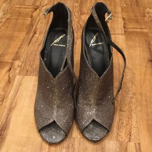 Brian Atwood glitter mesh ankle booties
